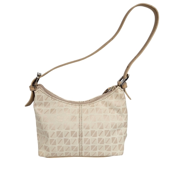 Nine & Company Cream Jacquard Mini Y2K‎ Baguette Handbag Faux Leather Trim - Picture 9 of 9